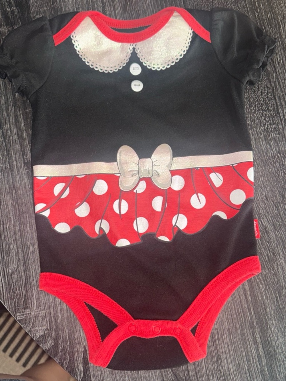 Vintage Disney Minnie Mouse Bodysuit • 12-18M • Red & Black